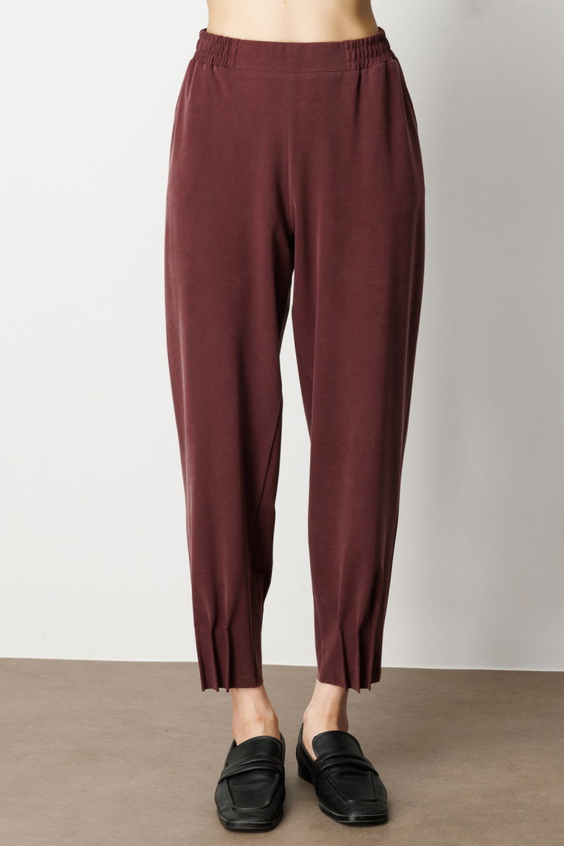 On Kadın Beli Lastikli Paçası Dikişli Pantolon 64409 Bordo - 3