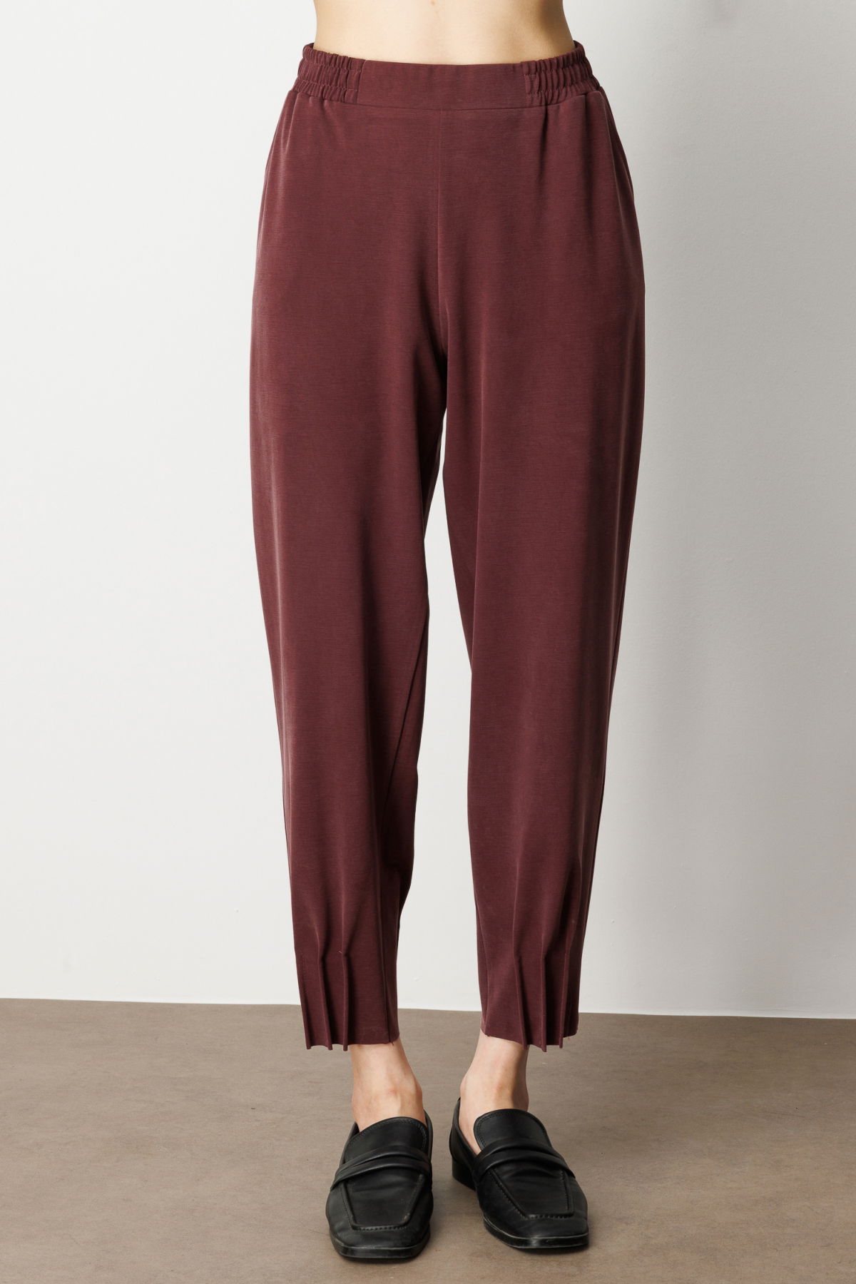 On Kadın Beli Lastikli Paçası Dikişli Pantolon 64409 Bordo - 3