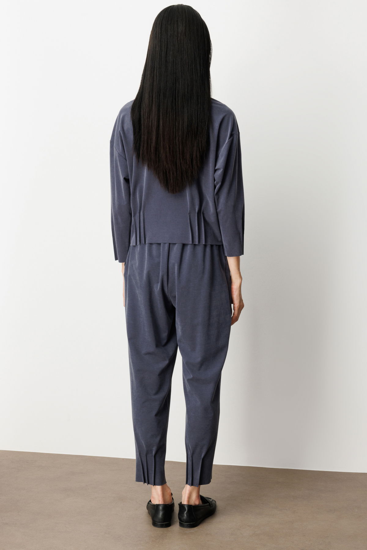 On Kadın Beli Lastikli Paçası Dikişli Pantolon 64409 Lacivert - 4