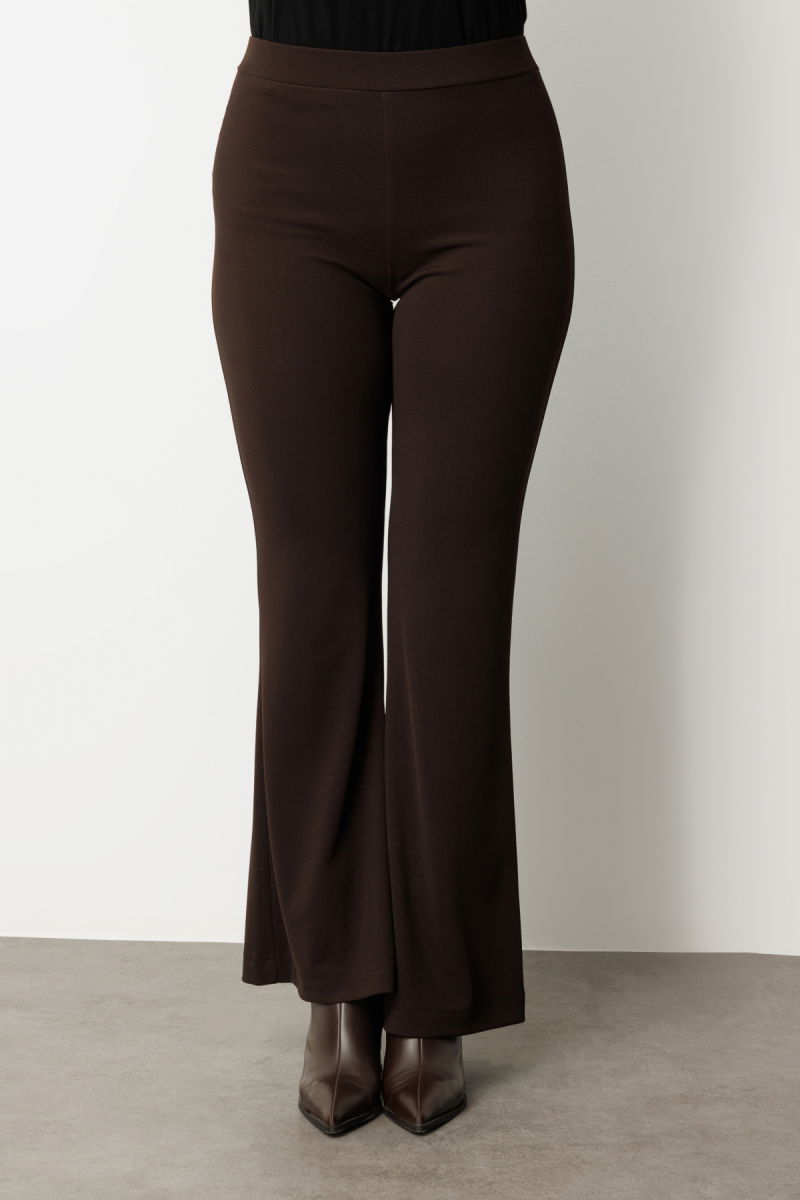 On Kadın Büyük Beden İspanyol Paça Tayt Pantolon 64157 Kahverengi - 3