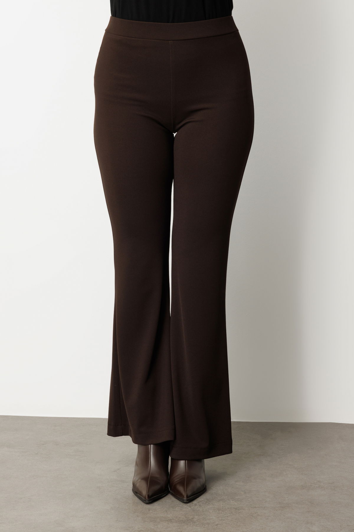 On Kadın Büyük Beden İspanyol Paça Tayt Pantolon 64157 Kahverengi - 3