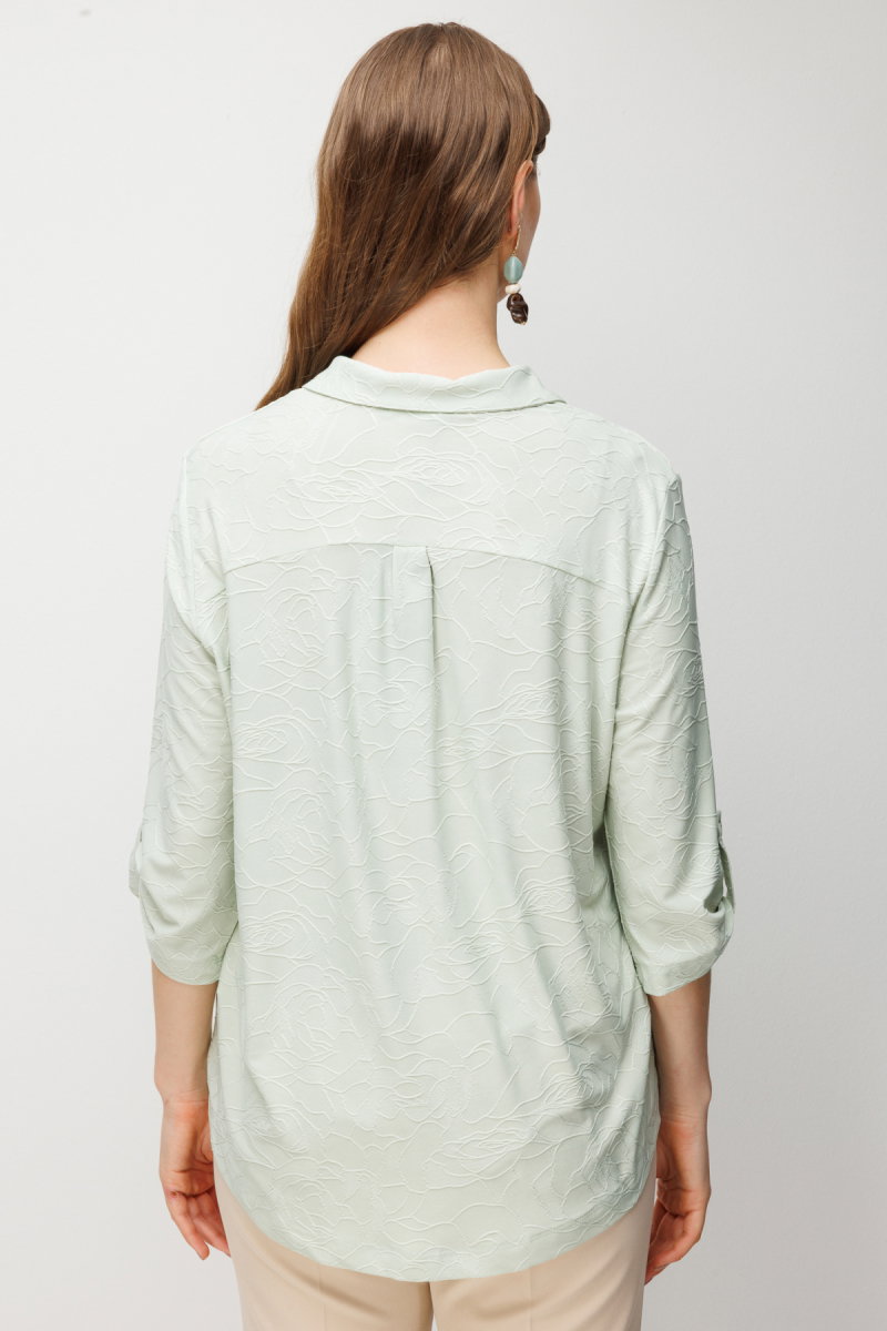 On Kadın Büyük Beden Yarım Kollu İşlemeli Bluz 71342 Mint - 4