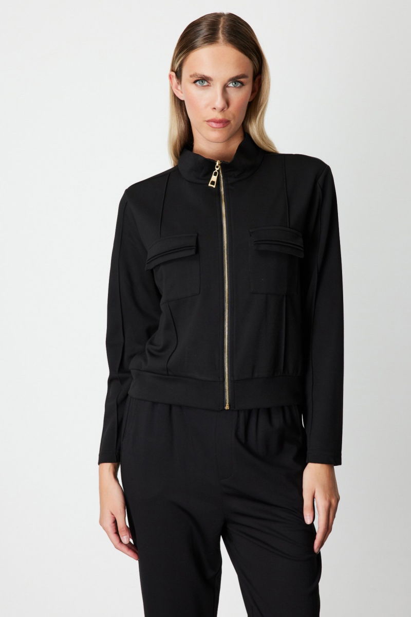 On Kadın Cep Detaylı Dik Yaka Eşofman Üstü 66509 Siyah - On