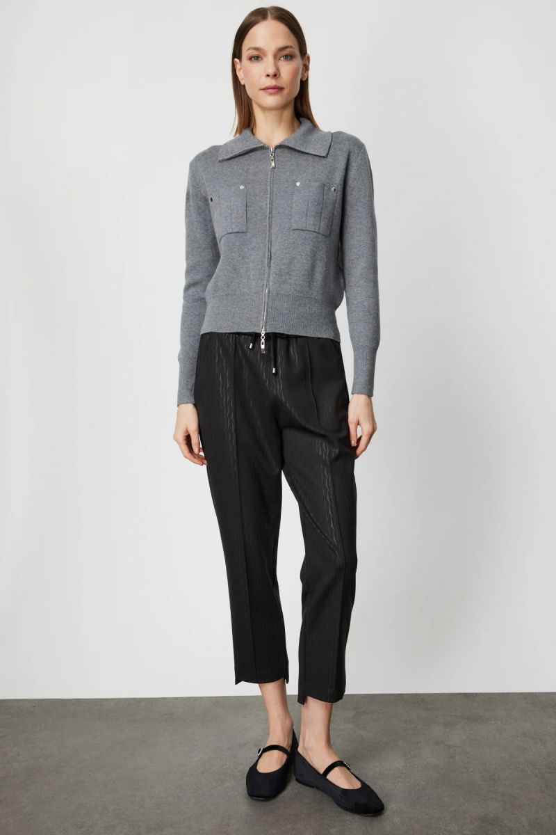 On Kadın Cep Detaylı Fermuarlı Triko Hırka 69904 Antrasit - 3