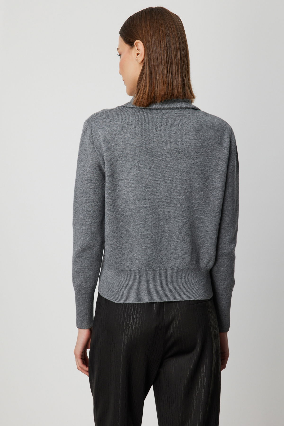 On Kadın Cep Detaylı Fermuarlı Triko Hırka 69904 Antrasit - 4