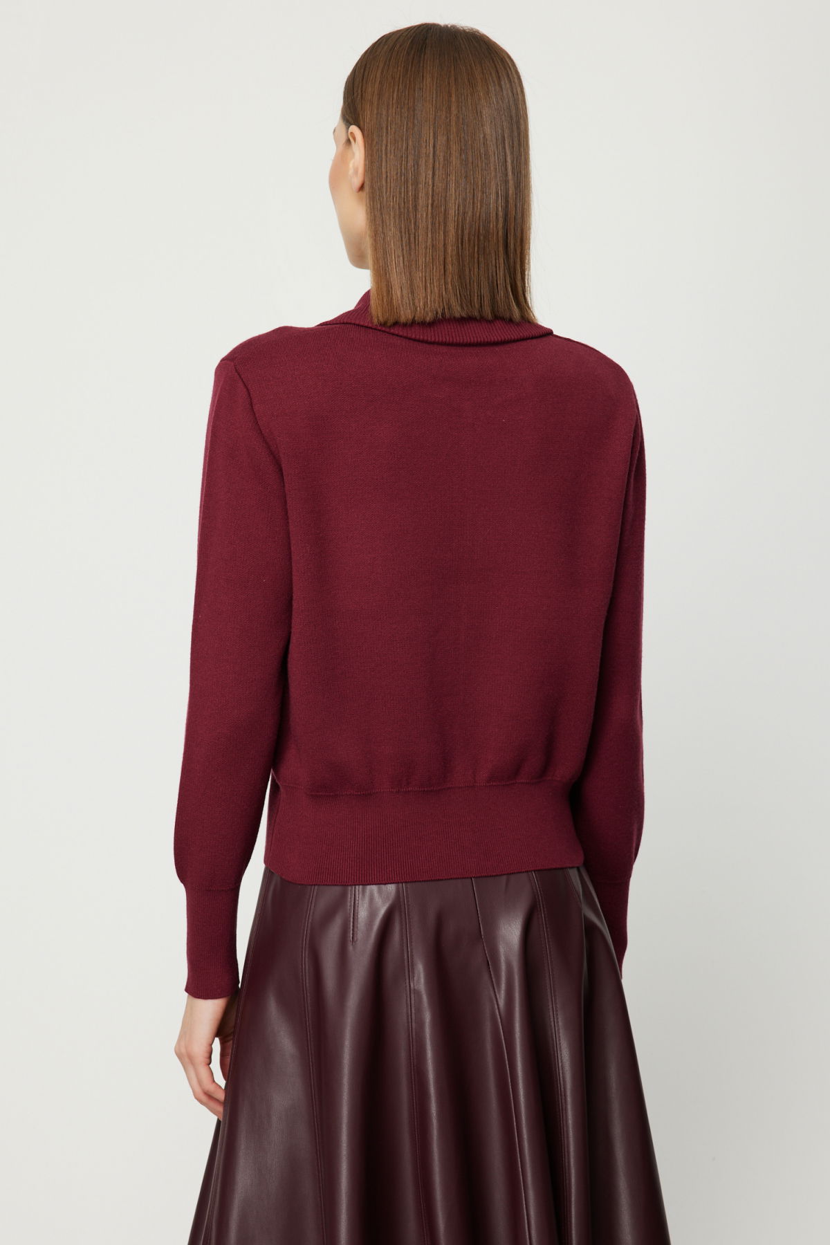 On Kadın Cep Detaylı Fermuarlı Triko Hırka 69904 Bordo - 4