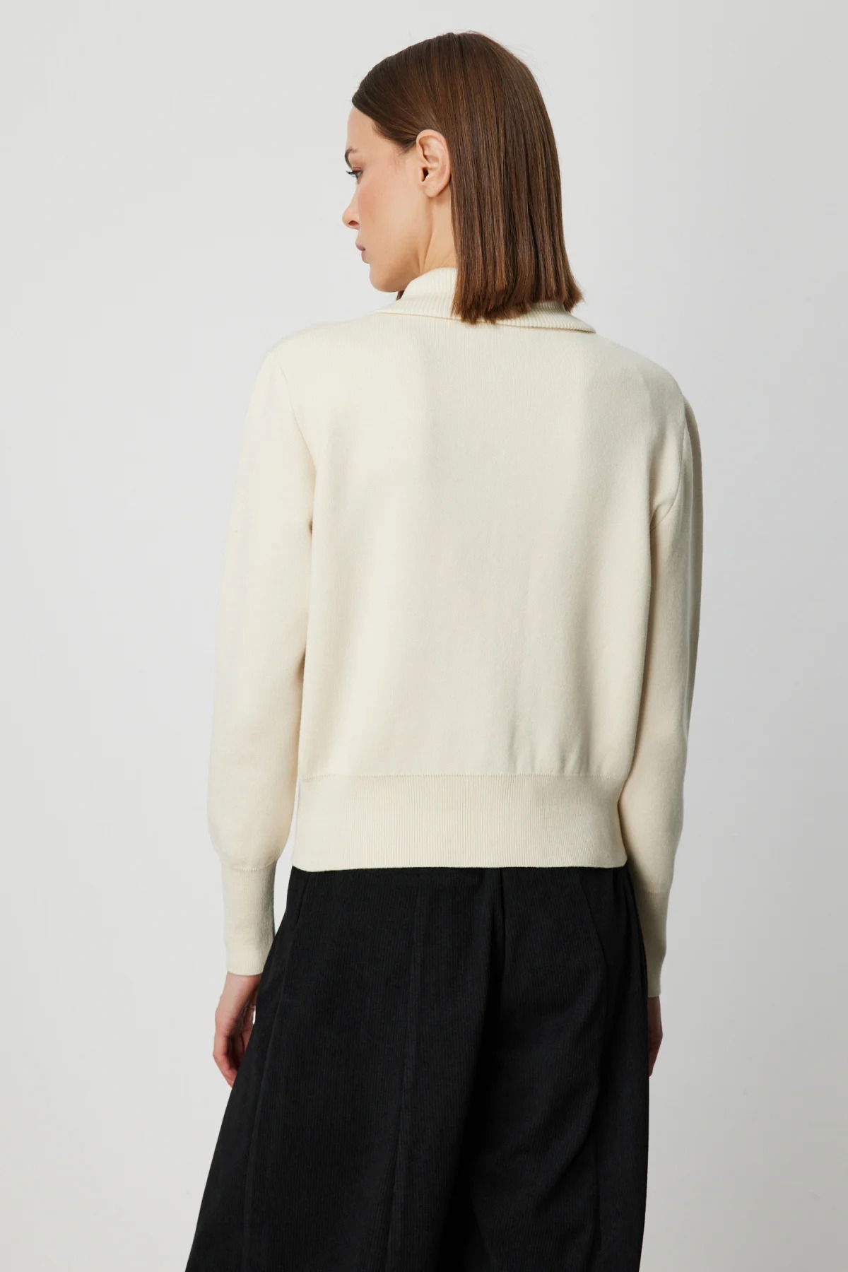 On Kadın Cep Detaylı Fermuarlı Triko Hırka 69904 Krem - 4