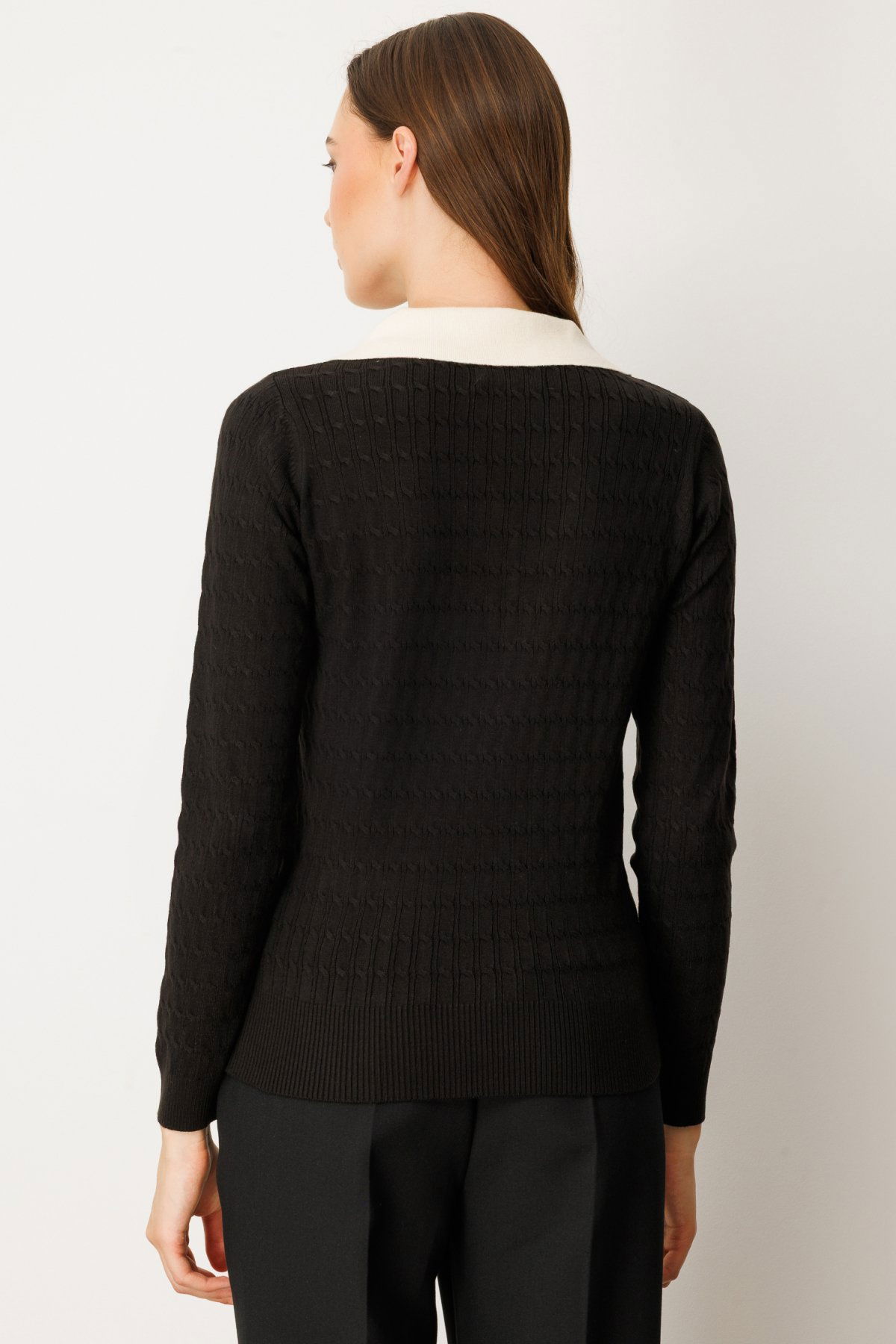 On Kadın Cep Detaylı Uzun Kollu Kazak 65313 Siyah - 4