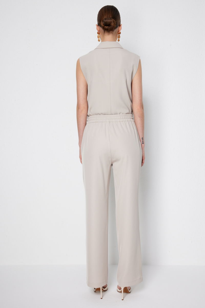 On Kadın Çimalı Bağcıklı Bol Paça Pantolon 78106 Kum - 4