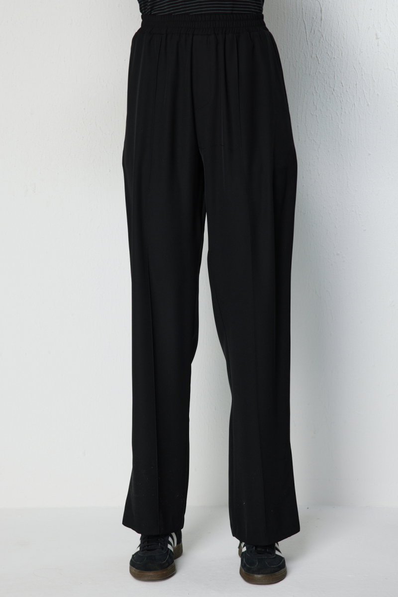 On Kadın Çimalı Bol Paça Pantolon 74123 Siyah - 3