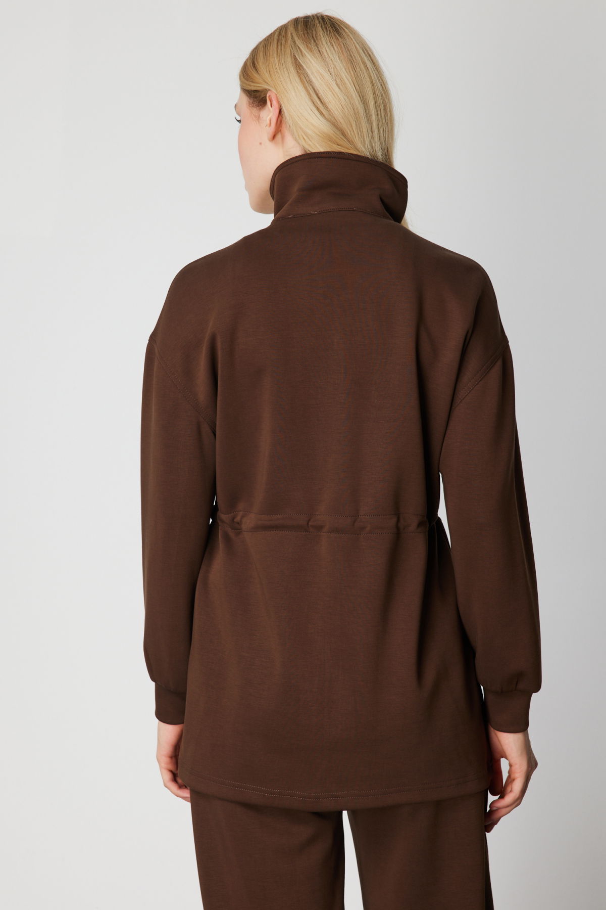 On Kadın Dik Yaka Çok Cepli Ceket 66521 Kahverengi - 4