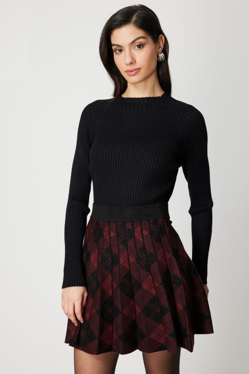 On Kadın Dik Yaka Fitilli Triko Kazak 60357 Siyah - On