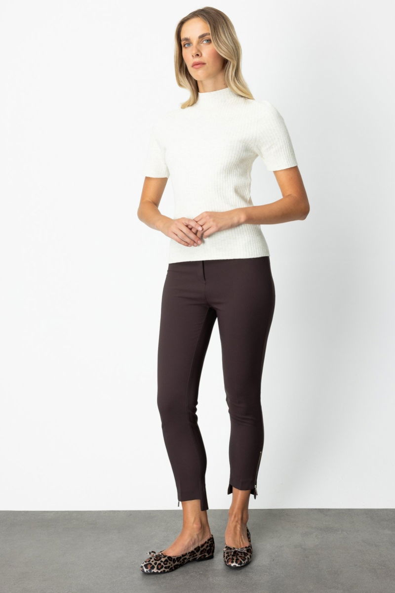 On Kadın Dik Yaka Kısa Kollu Triko Kazak 69302 Ekru - 3