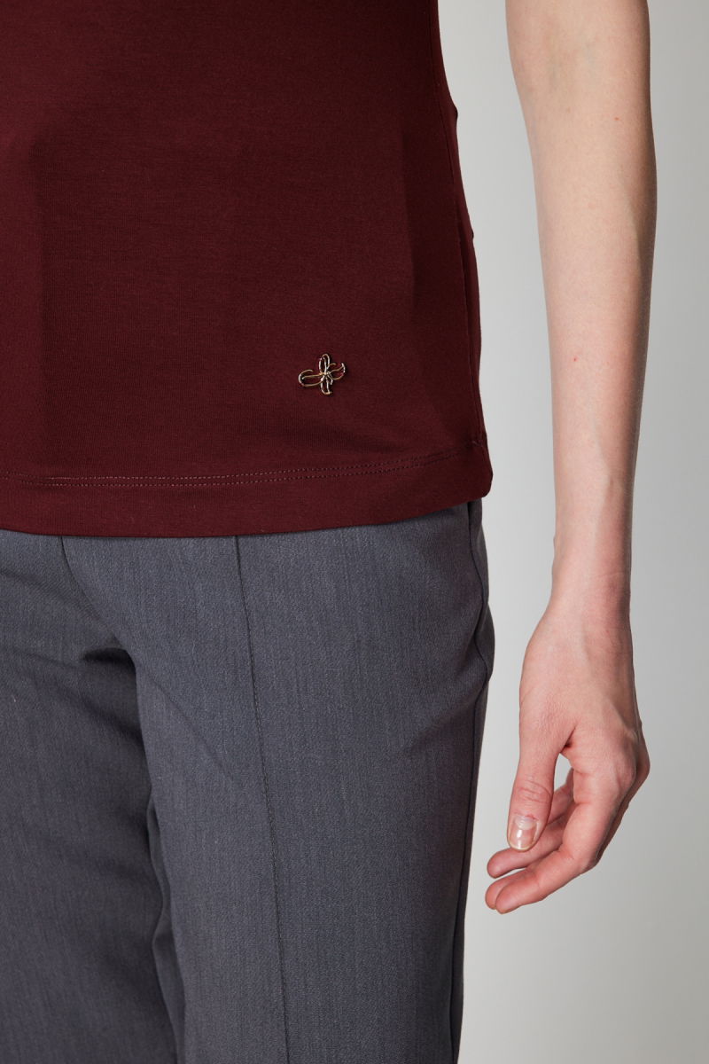 On Kadın Dik Yaka Kolsuz Basic Bluz 61432 Bordo - 3