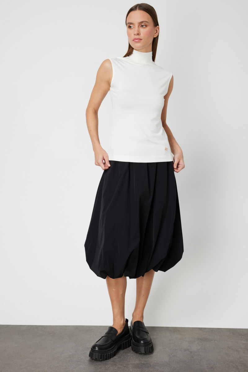 On Kadın Dik Yaka Kolsuz Basic Bluz 61432 Ekru - 2