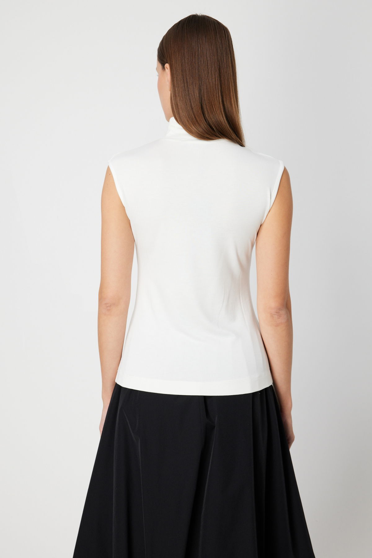 On Kadın Dik Yaka Kolsuz Basic Bluz 61432 Ekru - 4