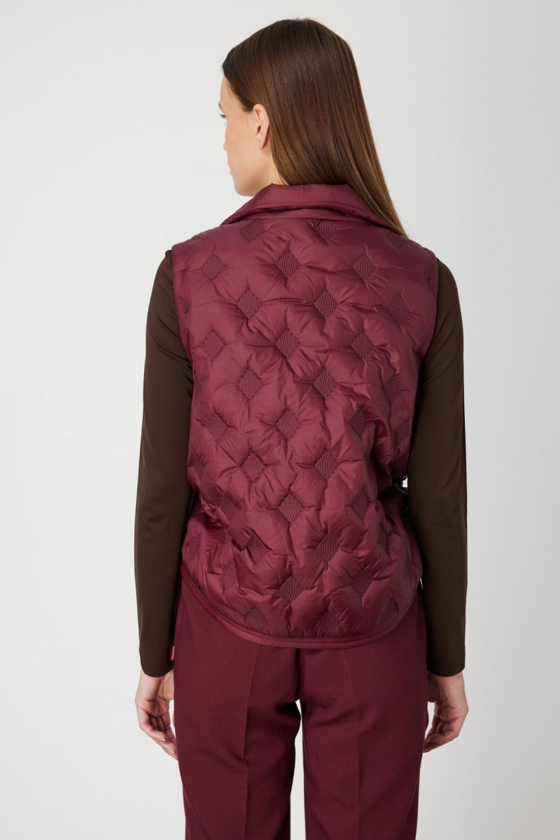 On Kadın Dik Yaka Şişme Yelek 60997 Bordo - 4