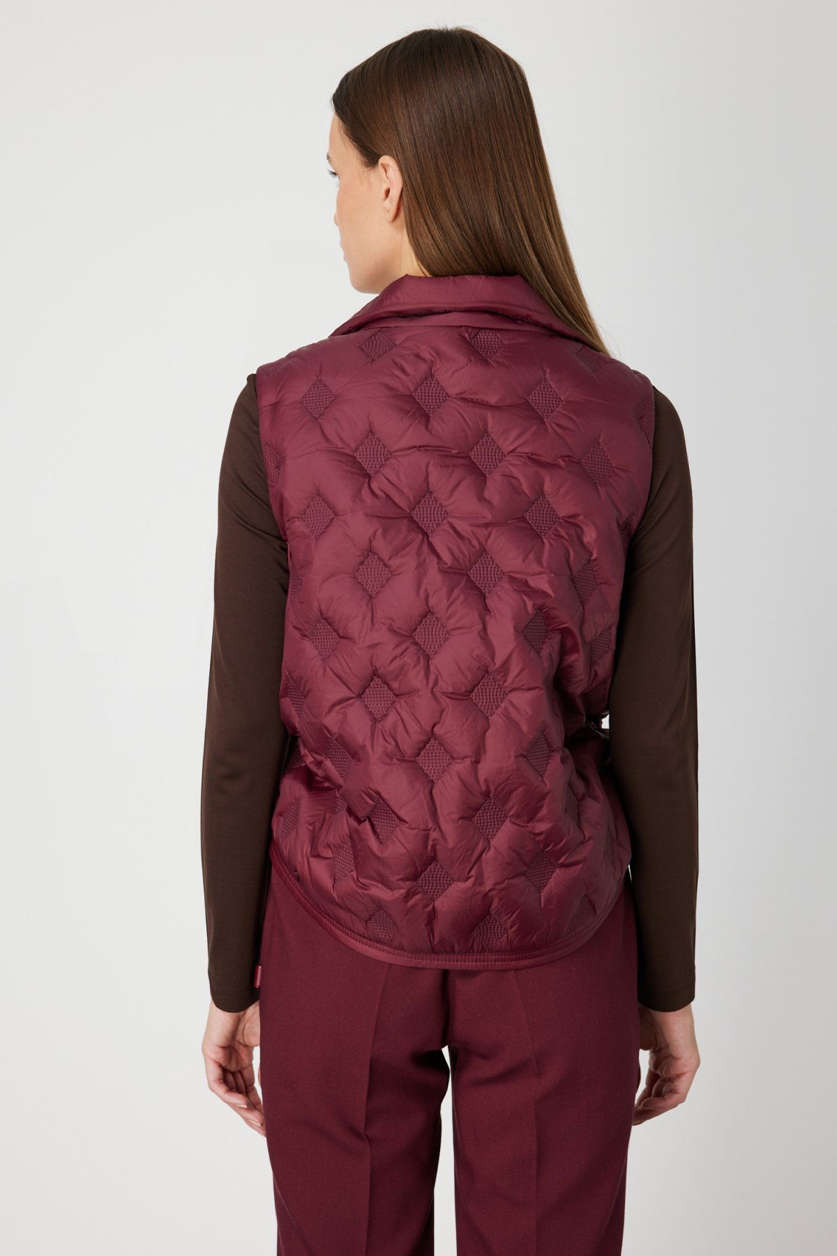 On Kadın Dik Yaka Şişme Yelek 60997 Bordo - 4