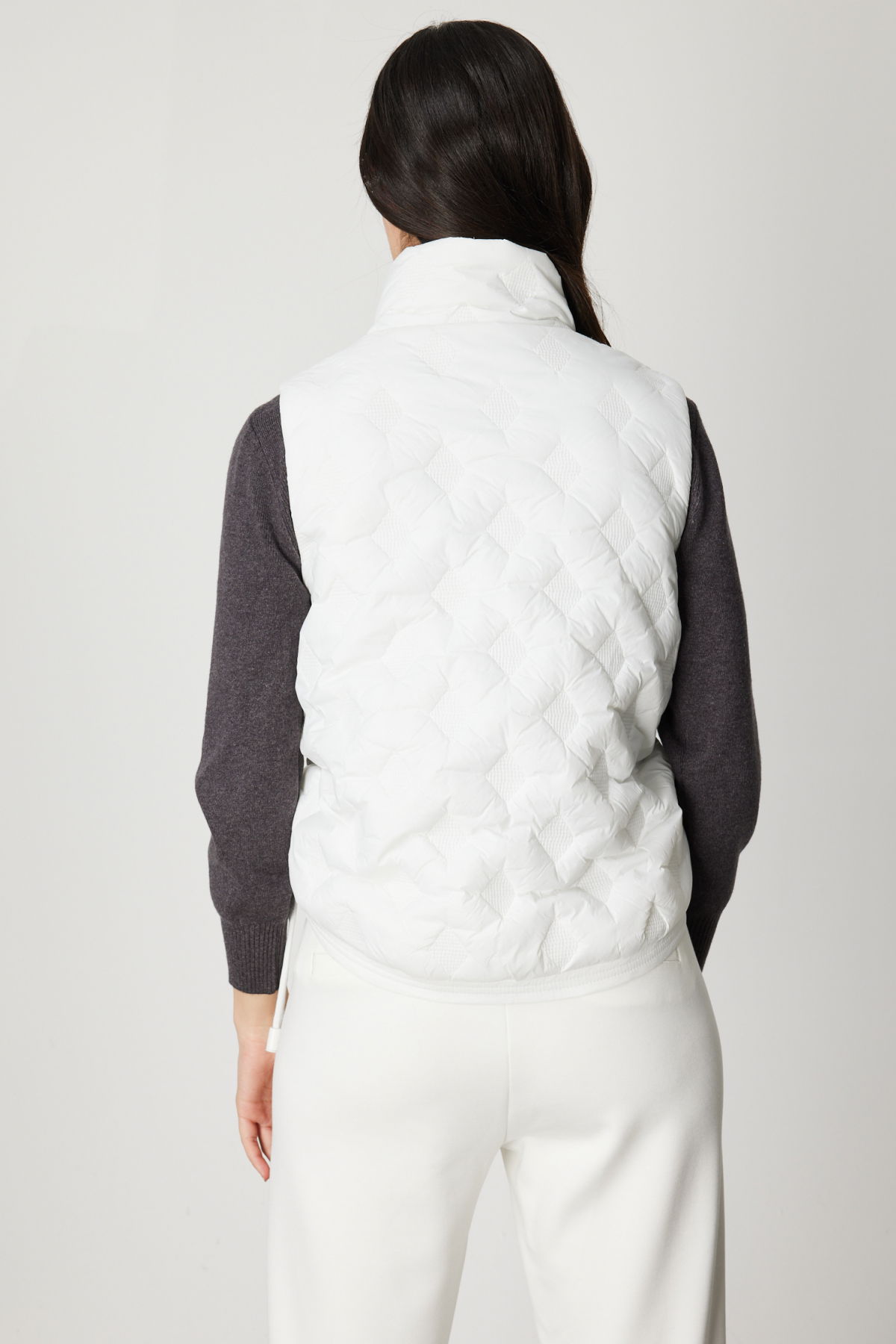 On Kadın Dik Yaka Şişme Yelek 60997 Ekru - 4