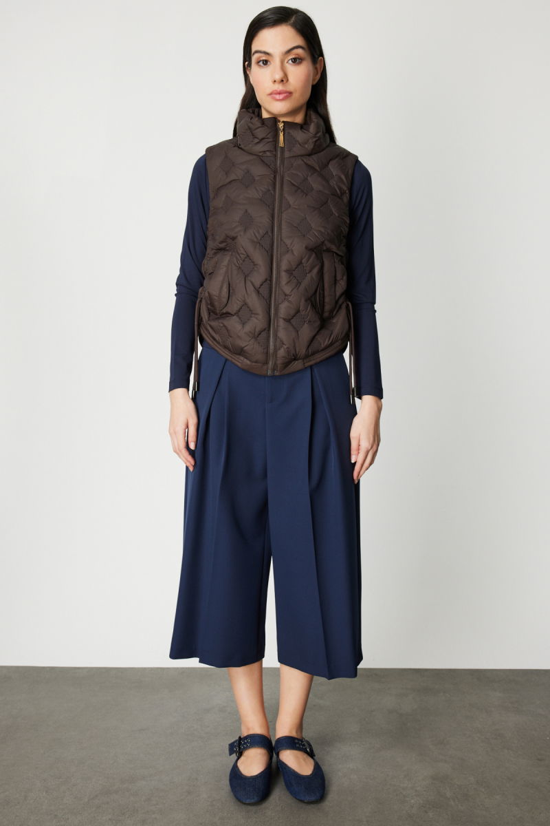 On Kadın Dik Yaka Şişme Yelek 60997 Kahverengi - 3