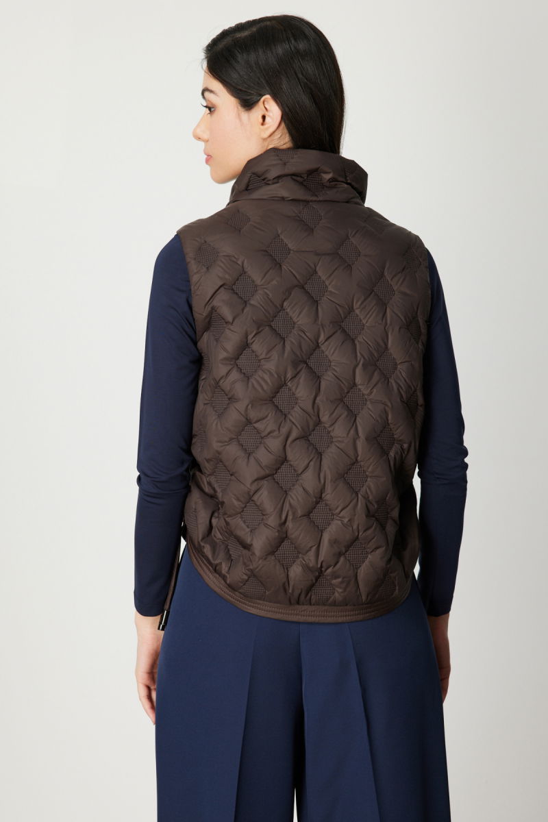 On Kadın Dik Yaka Şişme Yelek 60997 Kahverengi - 4