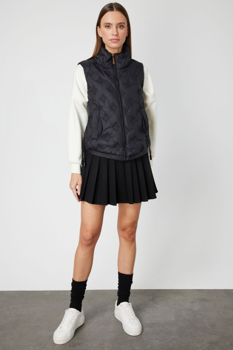 On Kadın Dik Yaka Şişme Yelek 60997 Siyah - 3