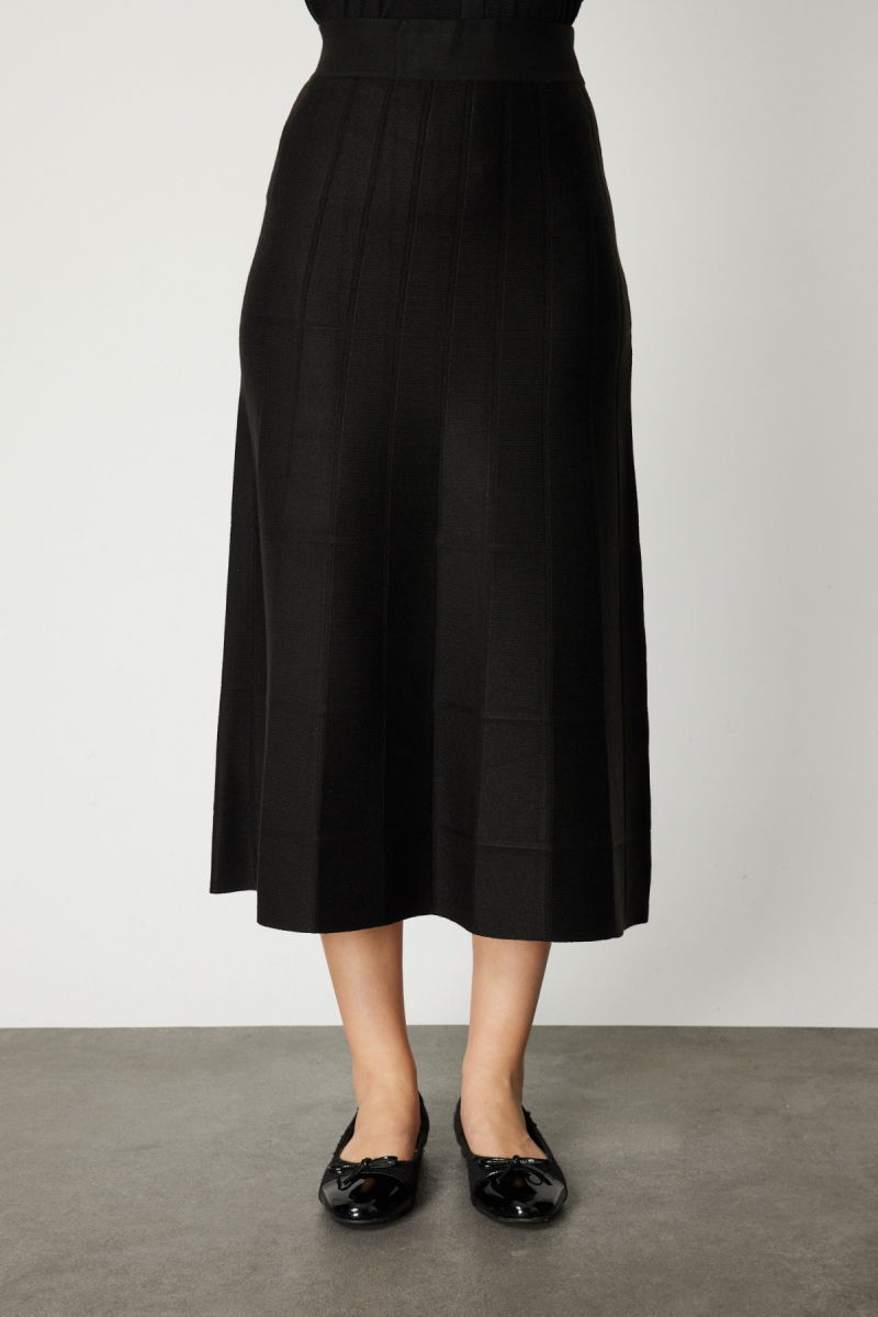 On Kadın Dikişli Maxi Boy Triko Etek 65206 Siyah - 3