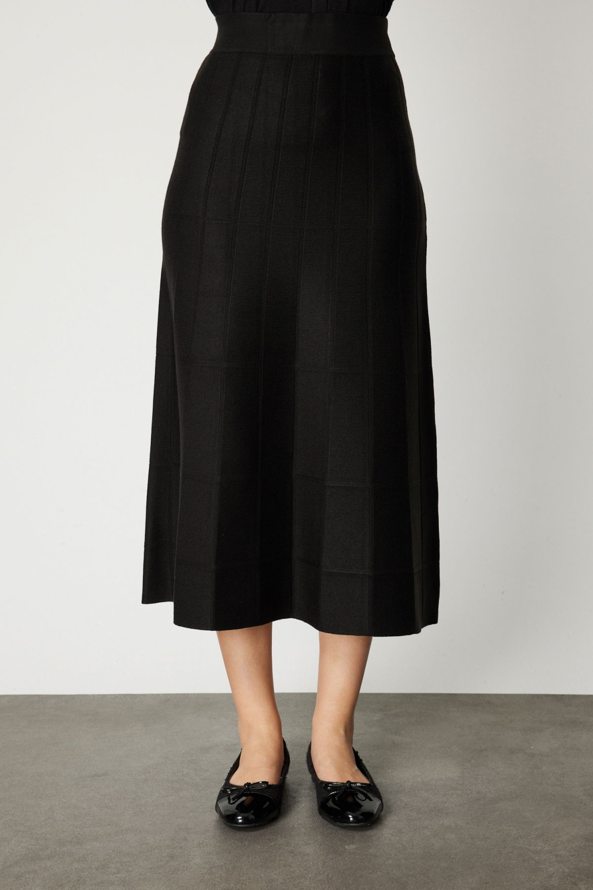 On Kadın Dikişli Maxi Boy Triko Etek 65206 Siyah - 3