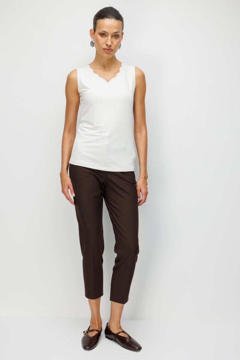 On Kadın Dilim Yaka Basic Bluz 71315 Krem - 2
