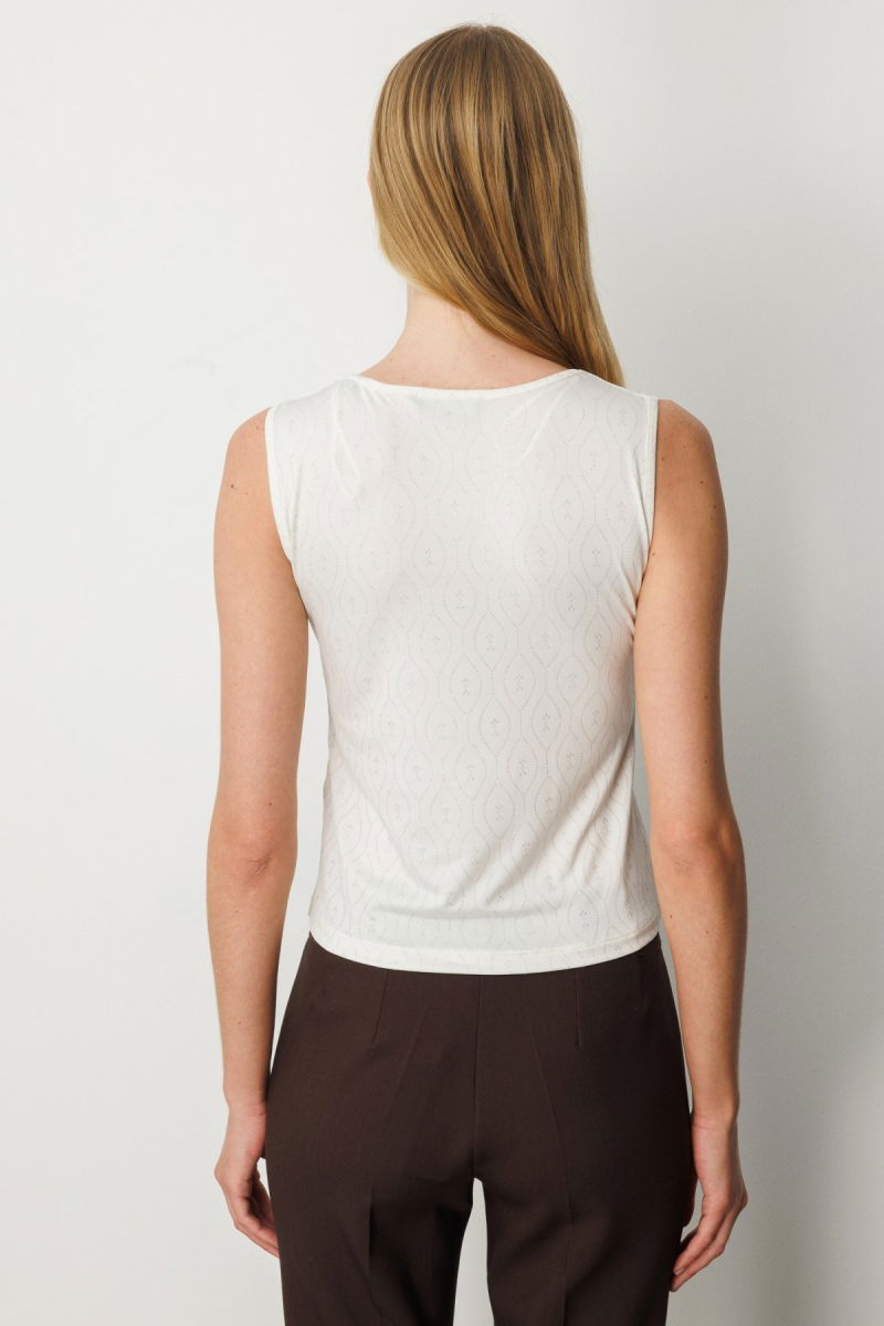 On Kadın Dilim Yaka Simli Bluz 61389 Ekru - 4