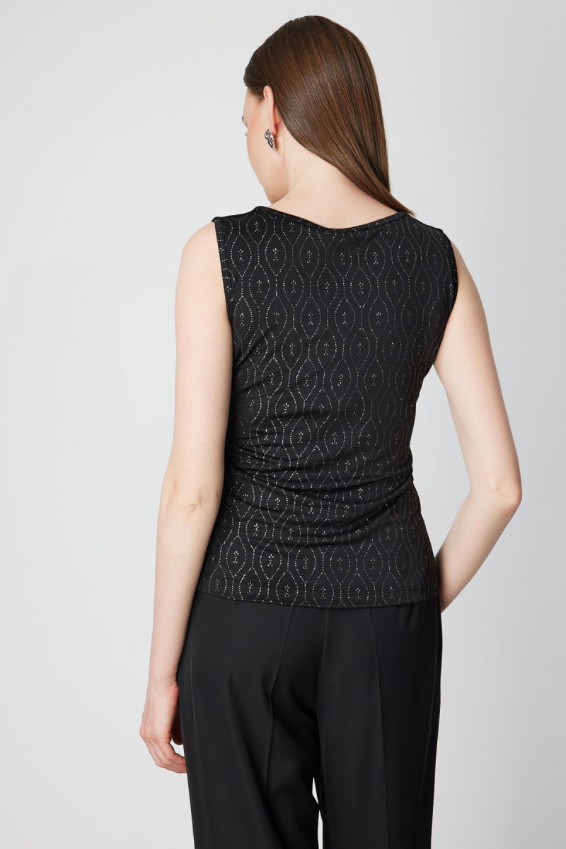 On Kadın Dilim Yaka Simli Bluz 61389 Siyah - 4