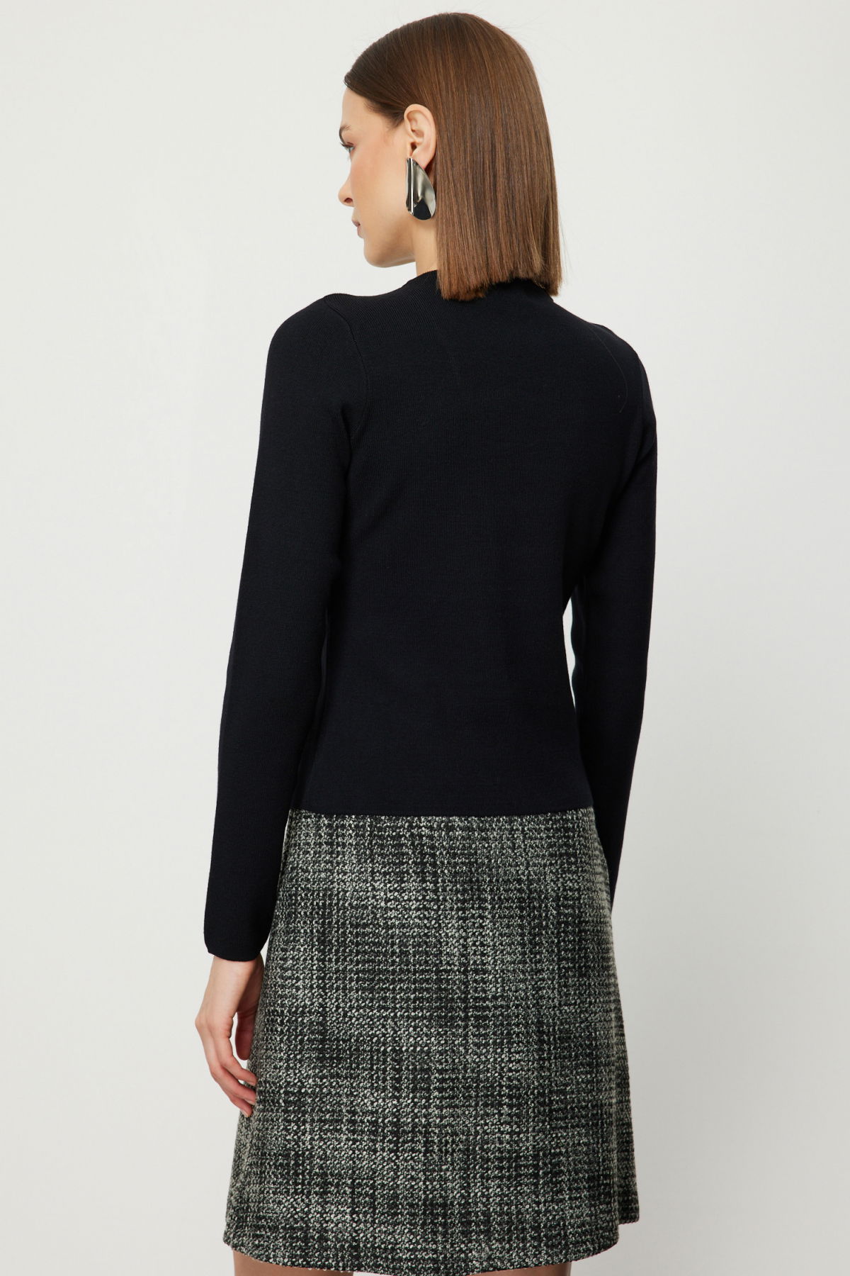 On Kadın Drape Detaylı Düğmeli Triko Kazak 65339 Siyah - 4