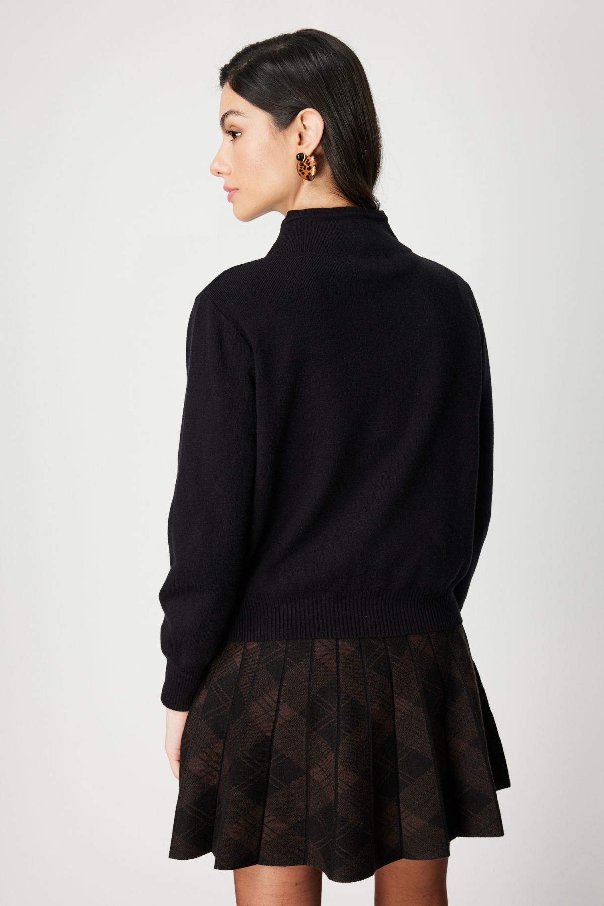 On Kadın Düğme Detaylı Dik Yaka Hırka 60952 Siyah - 4