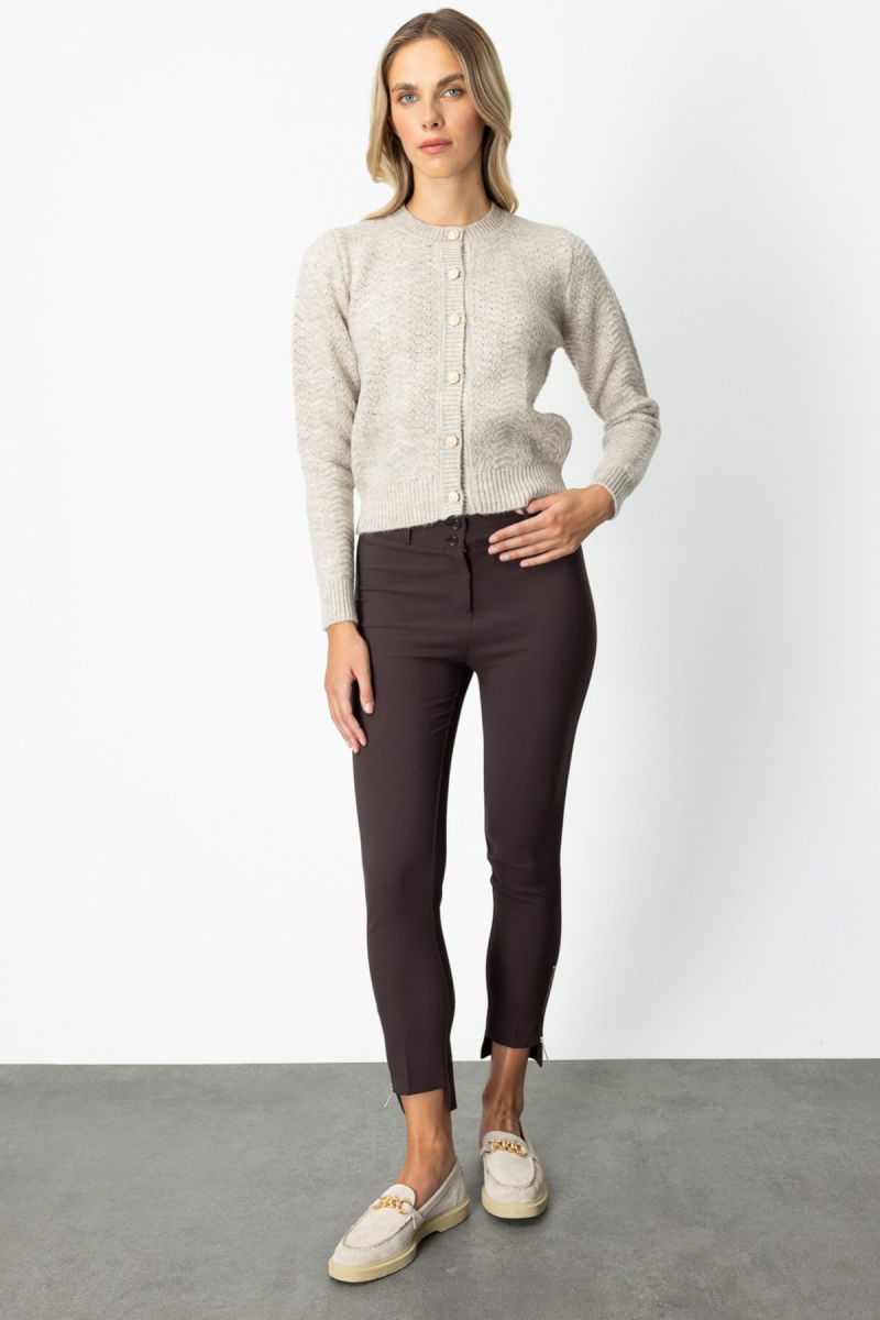 On Kadın Düğmeli Sıfır Yaka Hırka 63903 Bej - 3