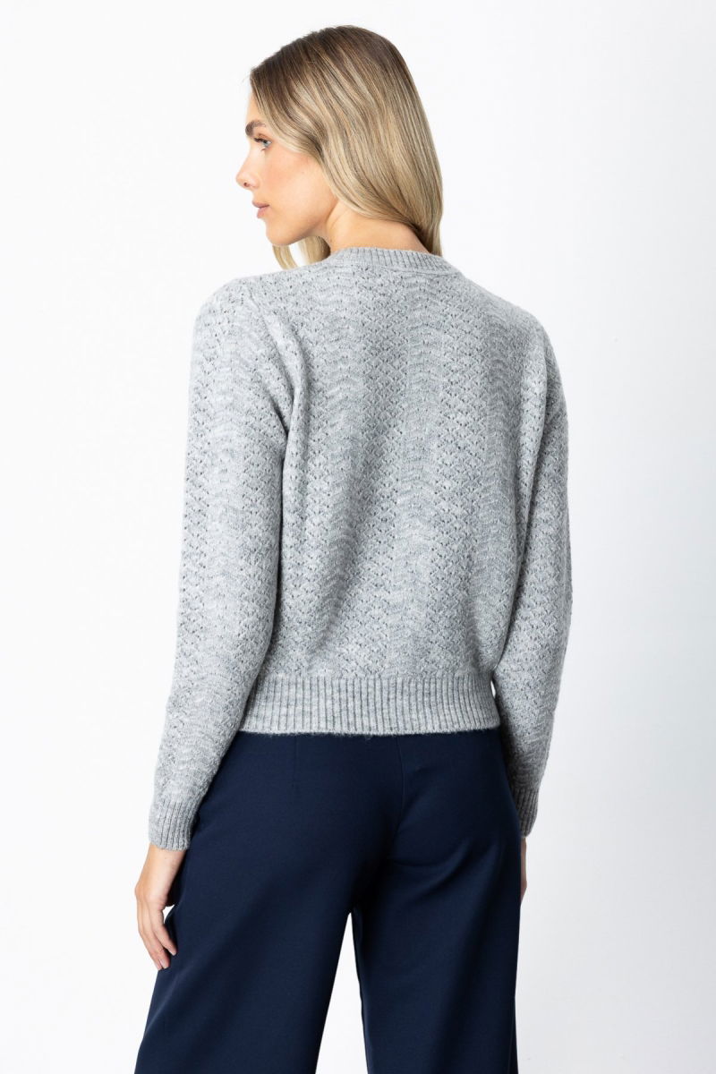 On Kadın Düğmeli Sıfır Yaka Hırka 63903 Gri - 4