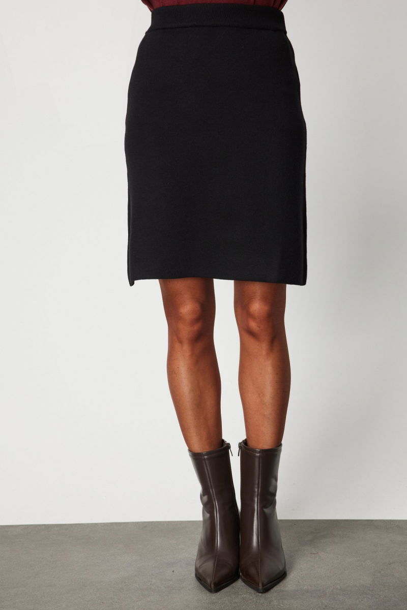 On Kadın Düz Mini Triko Etek 69203 Siyah - 3