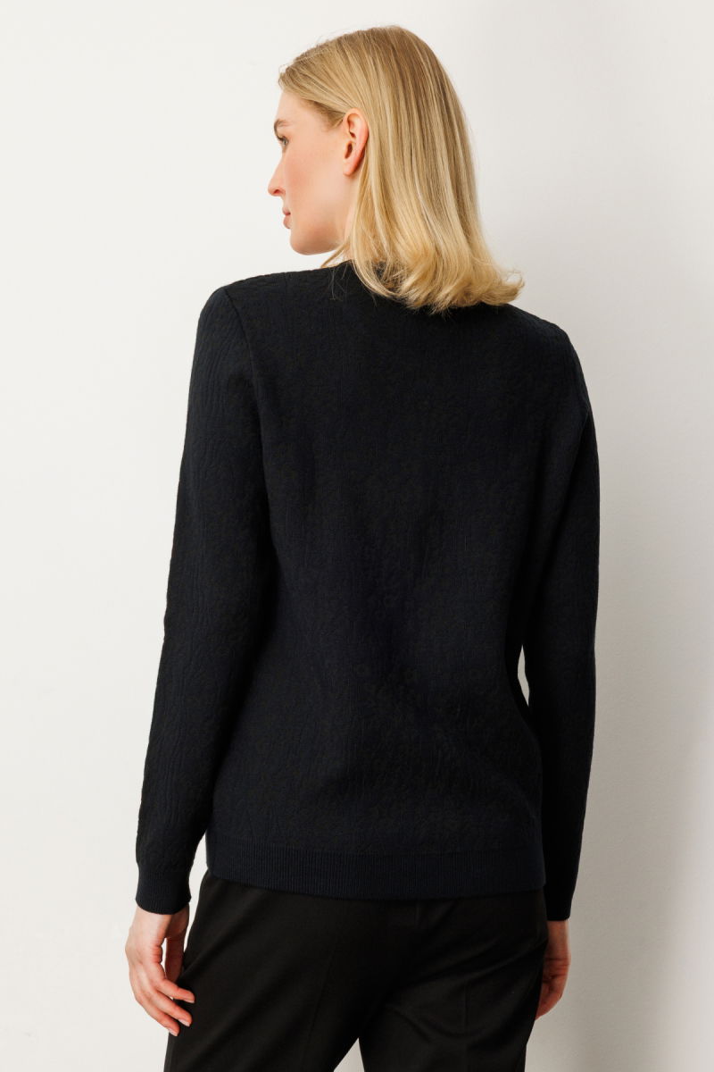 On Kadın Fırfır Detaylı Triko Kazak 65368 Siyah - 4