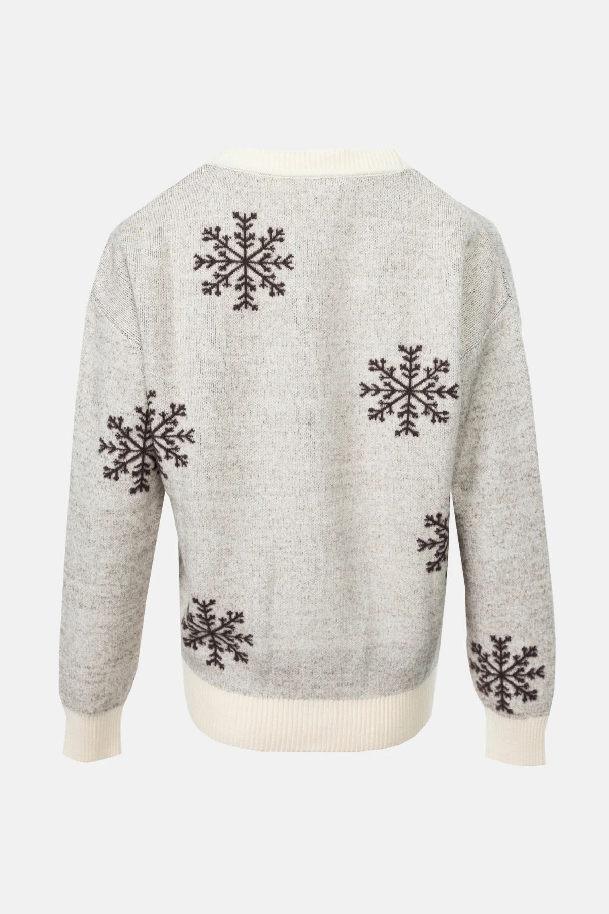 On Kadın Geyik Desenli Triko Kazak 63324 Ekru - 2