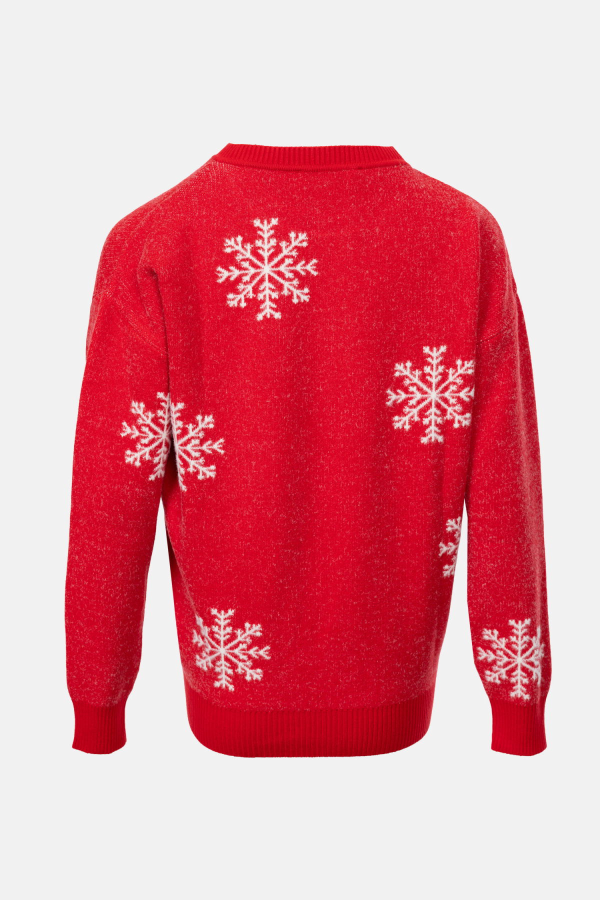 On Kadın Geyik Desenli Triko Kazak 63324 Kırmızı - 2