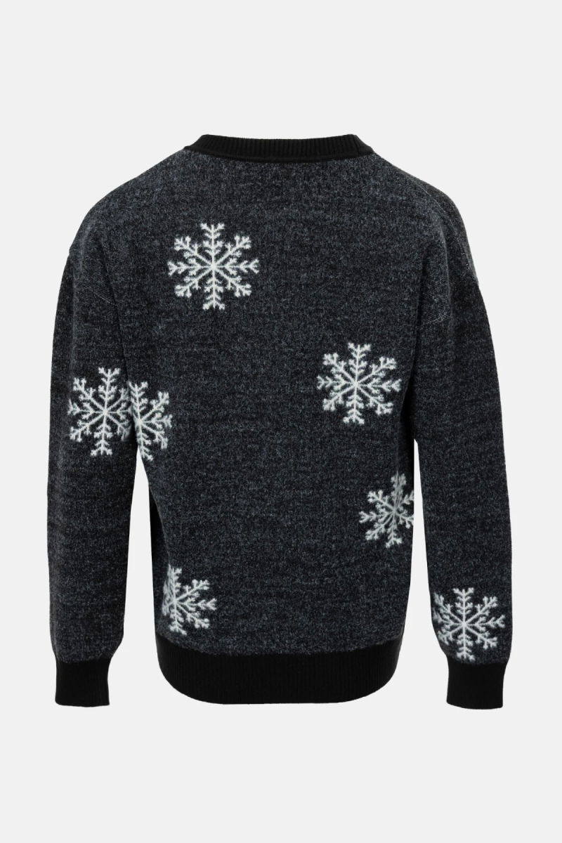 On Kadın Geyik Desenli Triko Kazak 63324 Siyah - 2