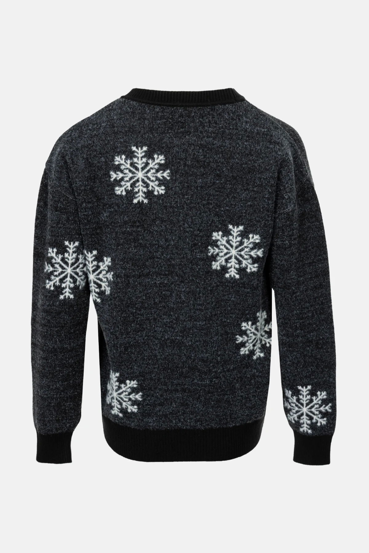 On Kadın Geyik Desenli Triko Kazak 63324 Siyah - 2