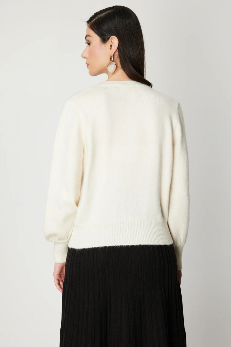 On Kadın İnci Düğmeli Triko Hırka 63922 Ekru - 4