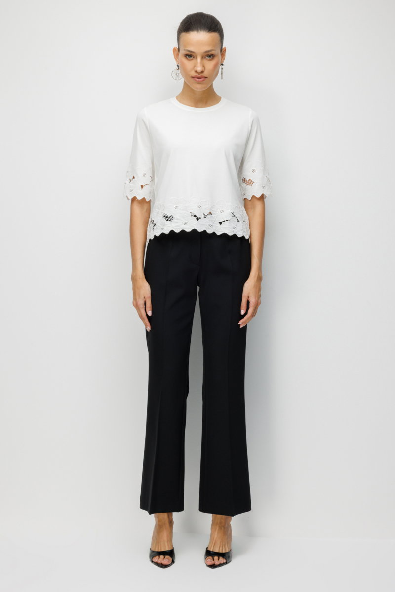 On Kadın İşlemeli Sıfır Yaka Bluz 71386 Ekru - 3