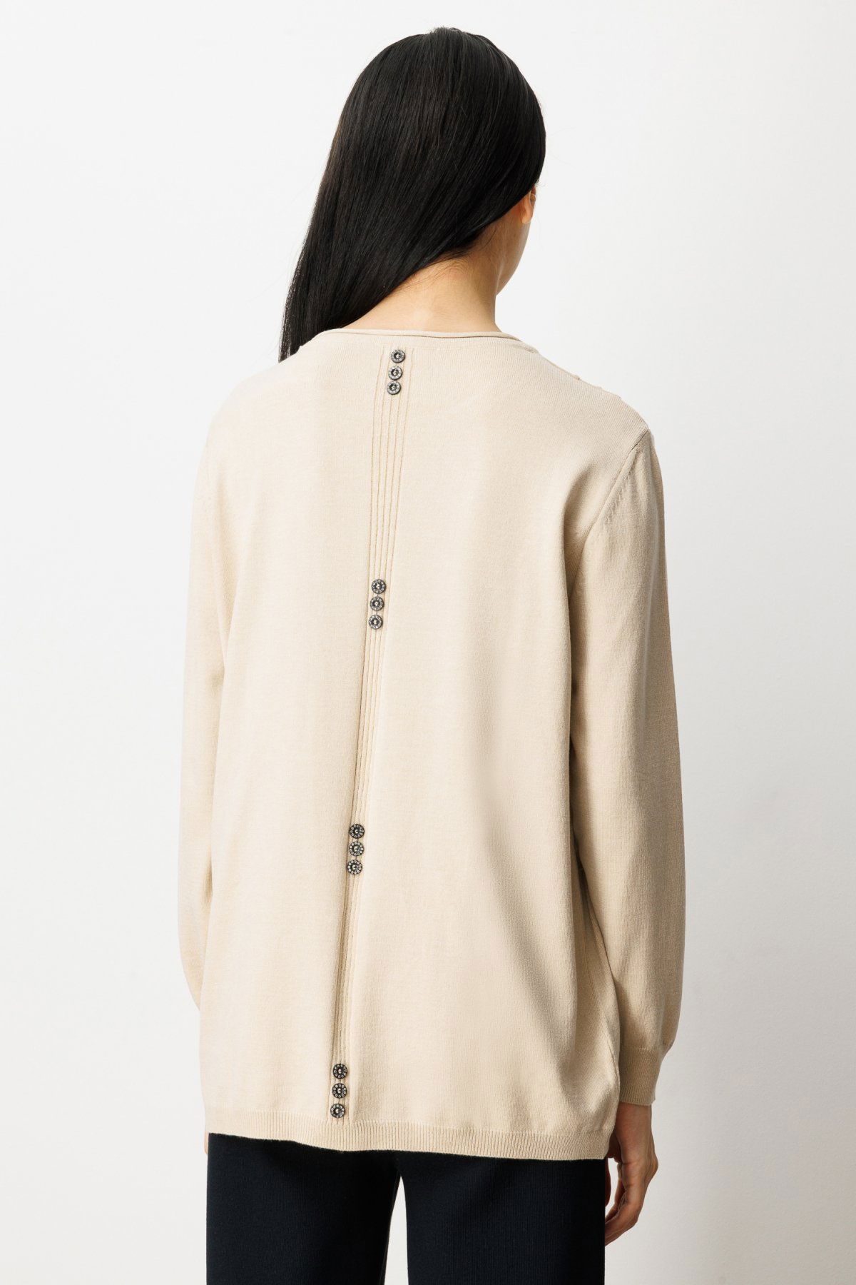 On Kadın Kabartma Desenli Cepli Triko Kazak 65344 Bej - 4