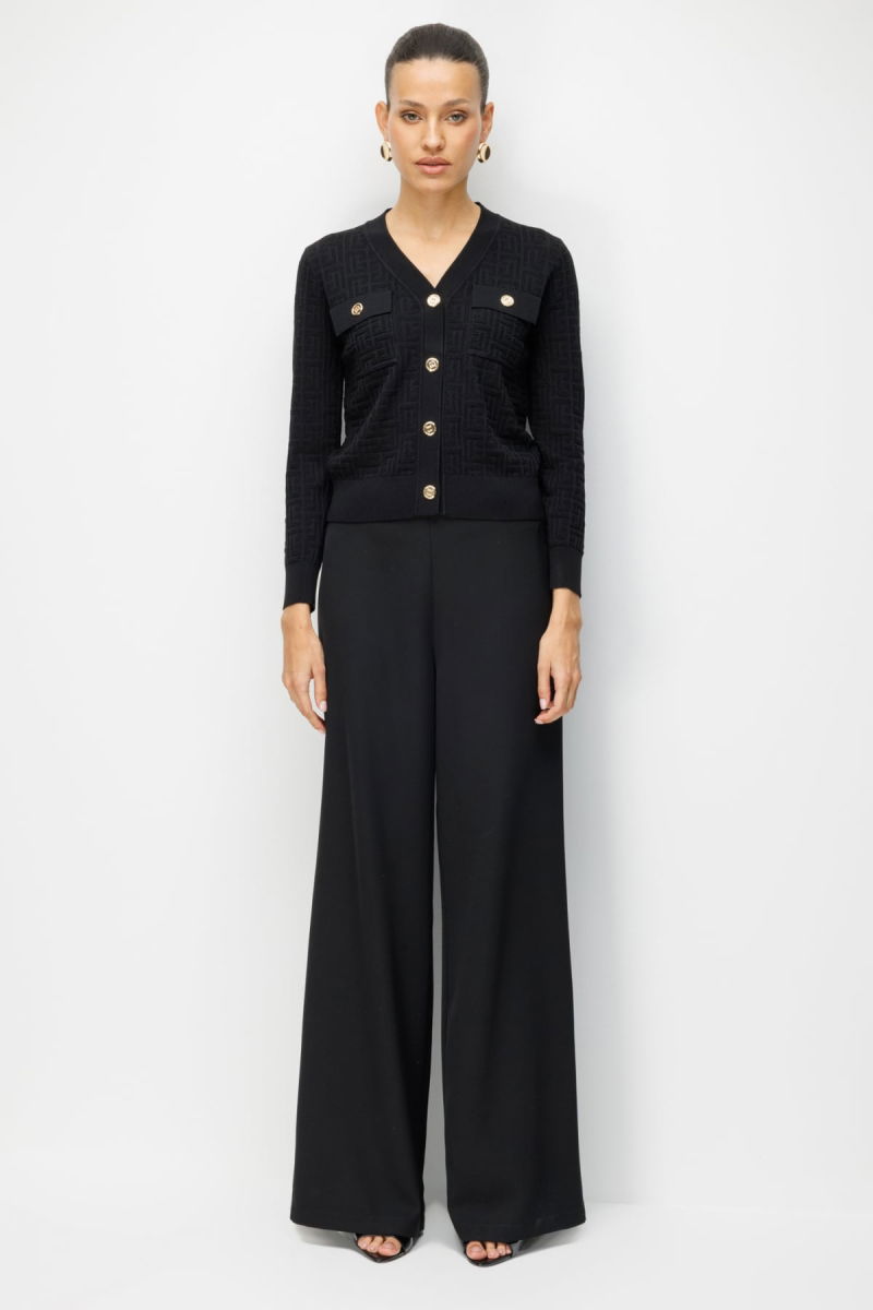 On Kadın Kapak Cepli V Yaka Hırka 70913 Siyah - 2