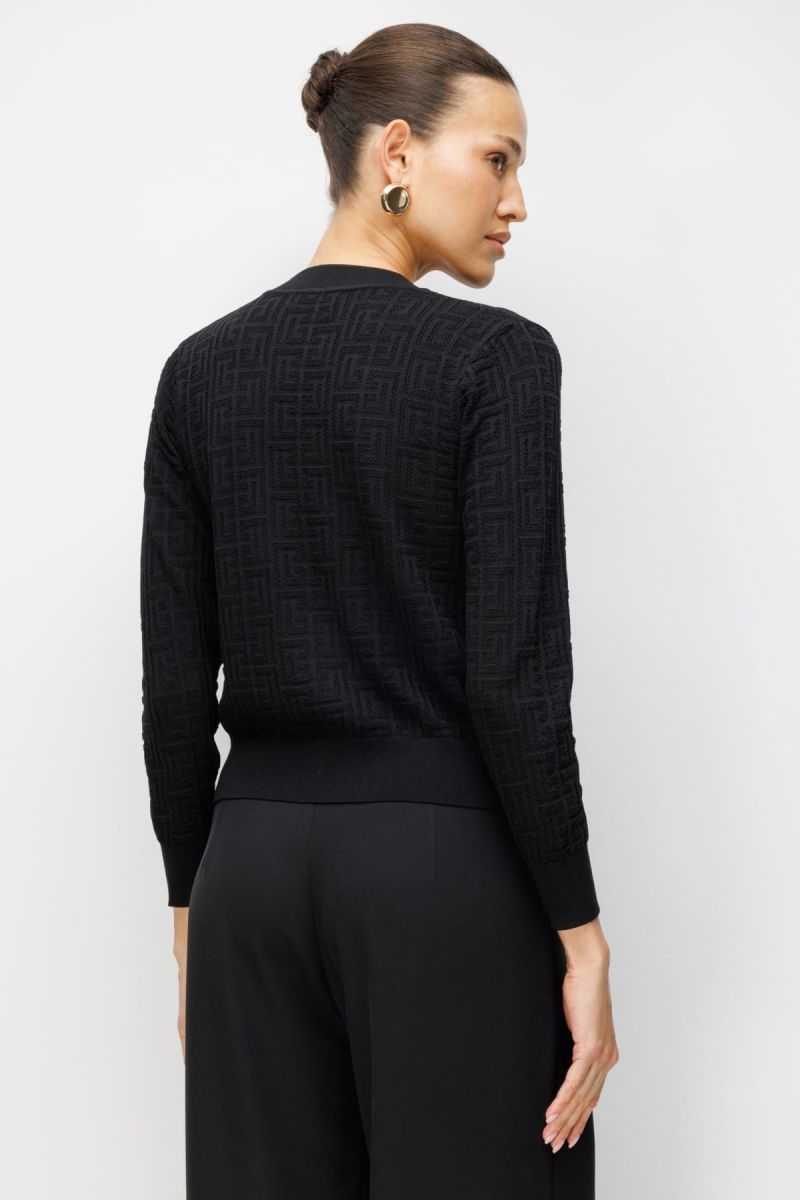 On Kadın Kapak Cepli V Yaka Hırka 70913 Siyah - 3