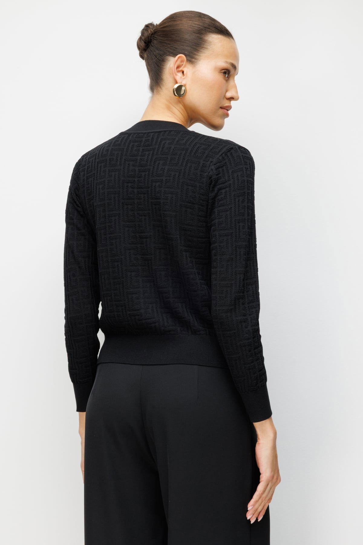 On Kadın Kapak Cepli V Yaka Hırka 70913 Siyah - 3