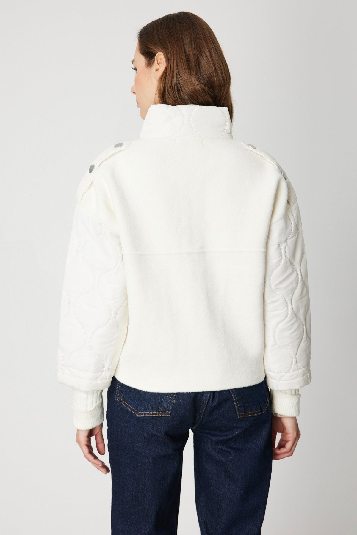 On Kadın Kapitone Detaylı Kapak Cepli Mont 60711 Ekru - 4