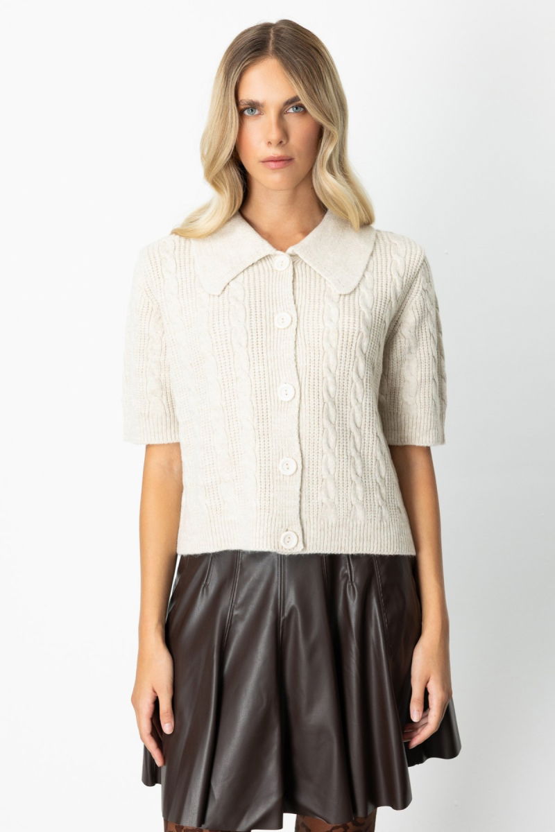 On Kadın Kısa Kollu Örme Hırka 65917 Bej - On