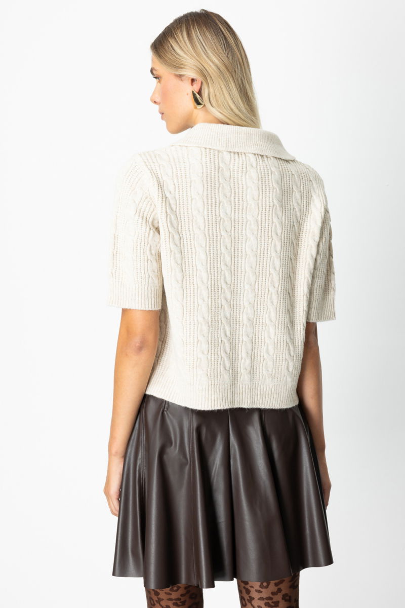 On Kadın Kısa Kollu Örme Hırka 65917 Bej - 4